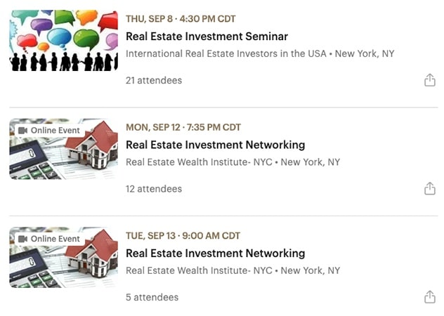Meetup real estate investor groups.