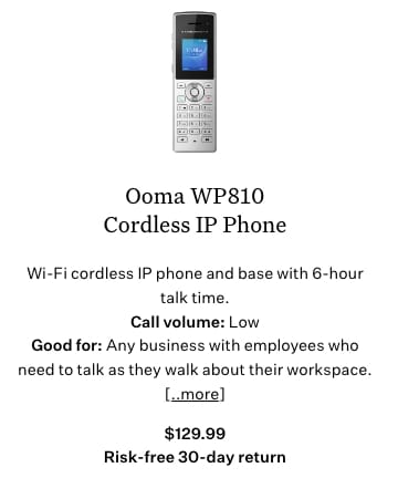 Ooma WP810 Cordless Business IP Phone, High-end VoIP Phone Features