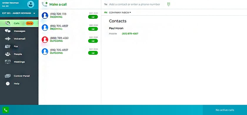 Phone.com communication portal that allows users to manage their settings.