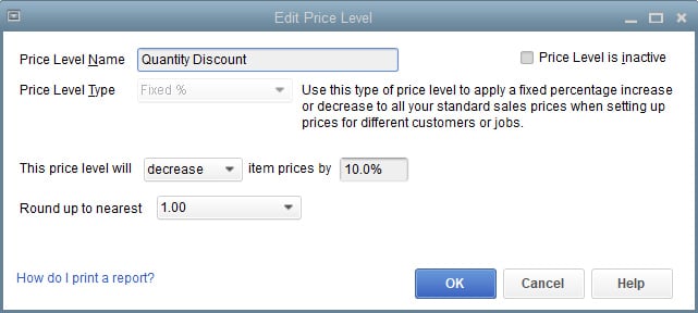Edit price level in QuickBooks Premier.