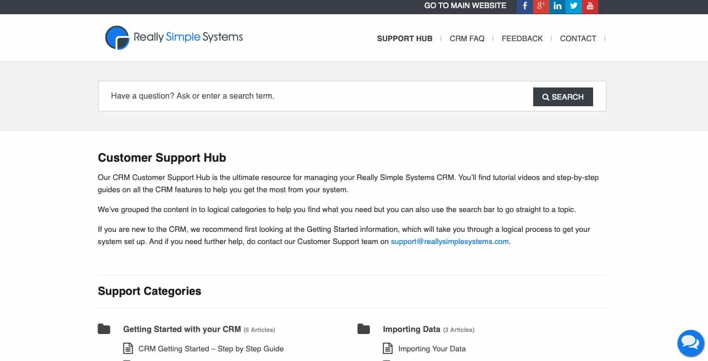 Customer Support Hub on Really Simple Systems.