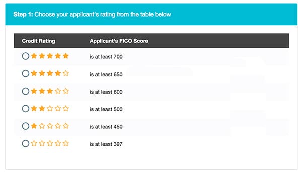 RentPrep applicant star rating sample.