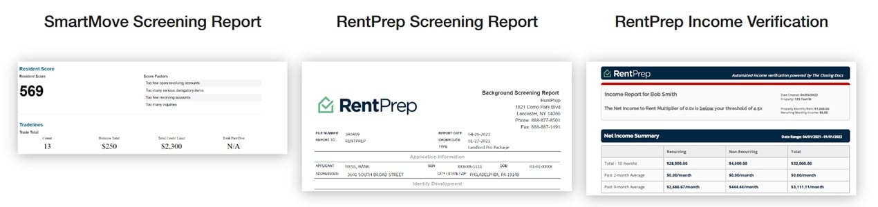 RentPrep tenant screening report samples.
