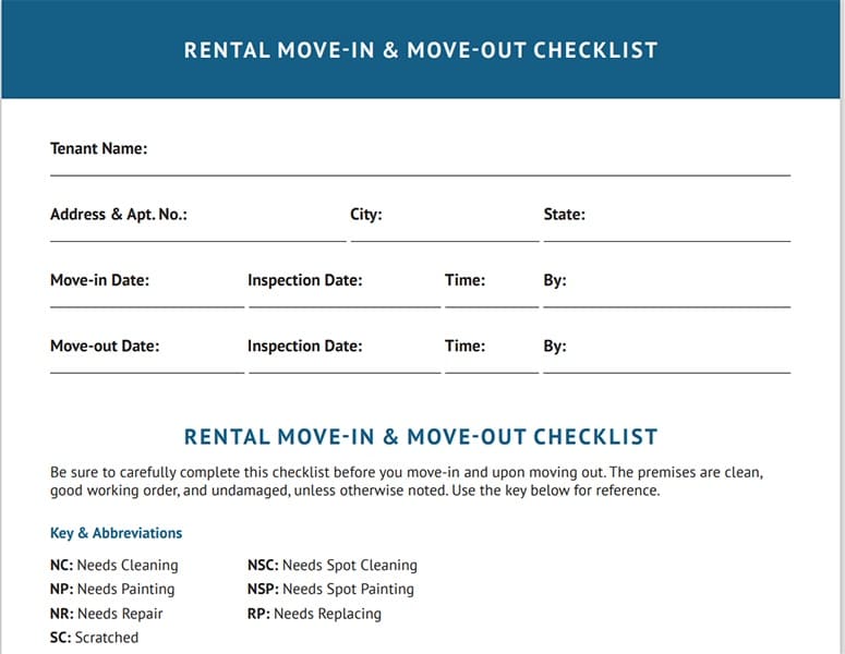 michigan rental move in checklist