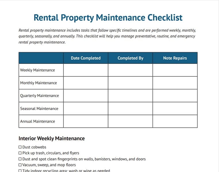 homework property maintenance