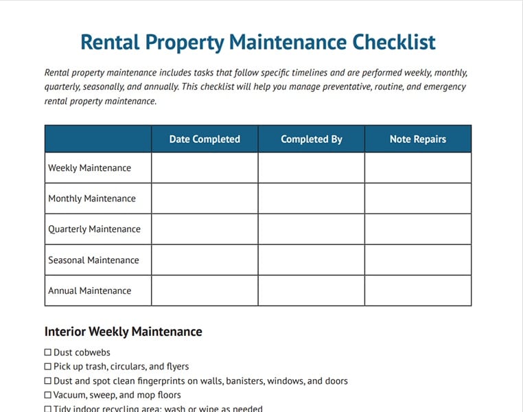 Property Management Checklist Template