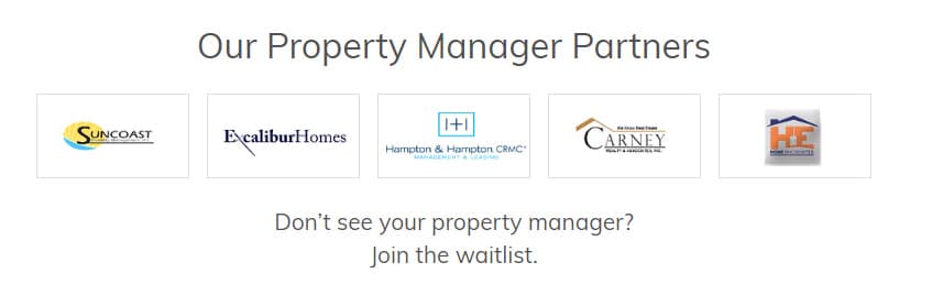 Roofstock list of property managers partners.