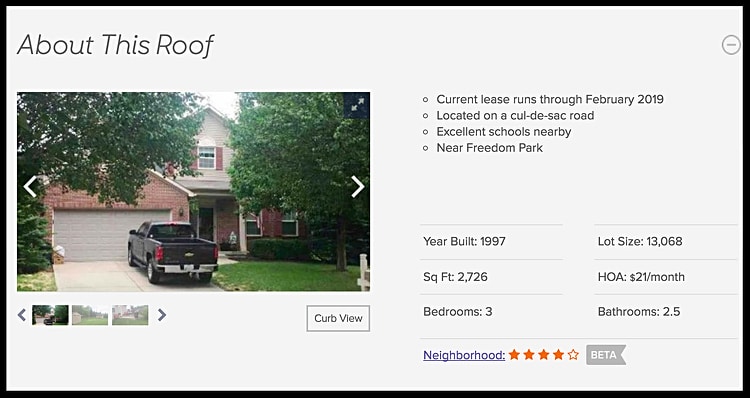 Roofstock neighborhood rating sample.