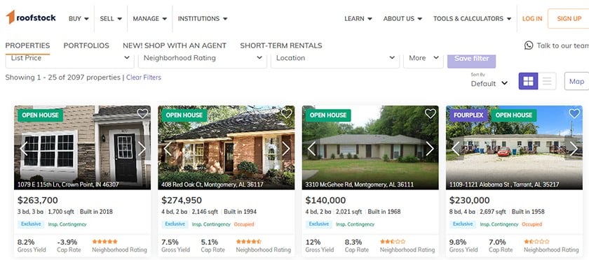 Roofstock property listings search.