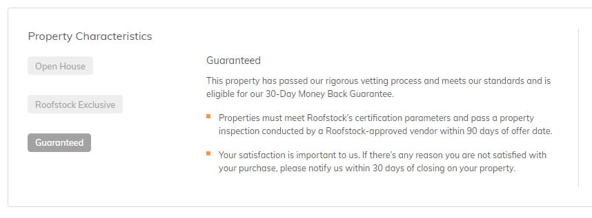 Roofstock sample listing vacancy protection.