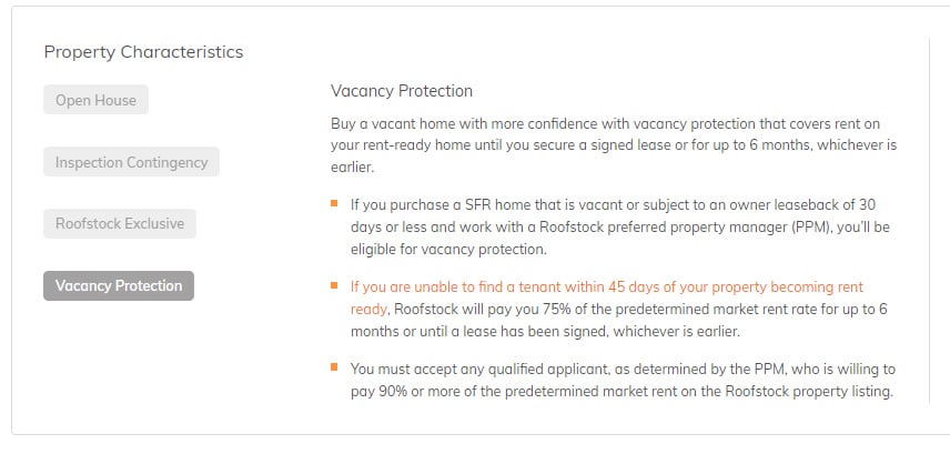 Roofstock vacancy protection.
