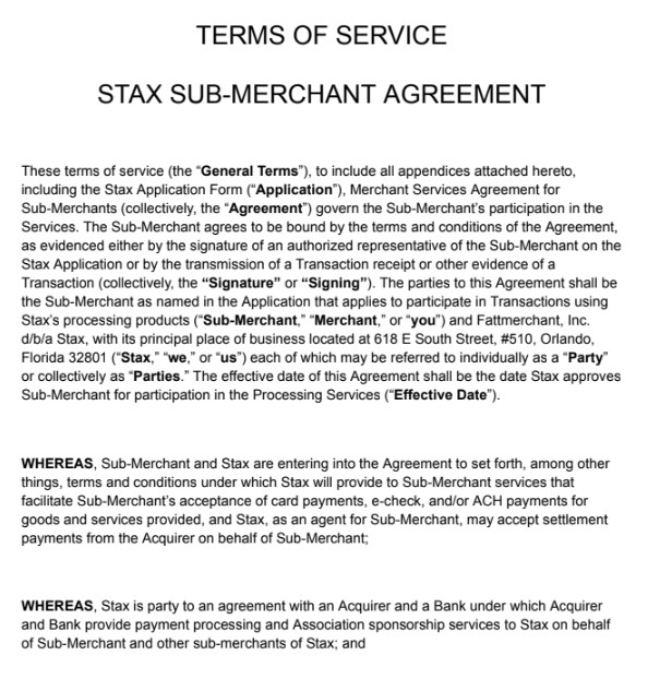 Stax Terms of Service.