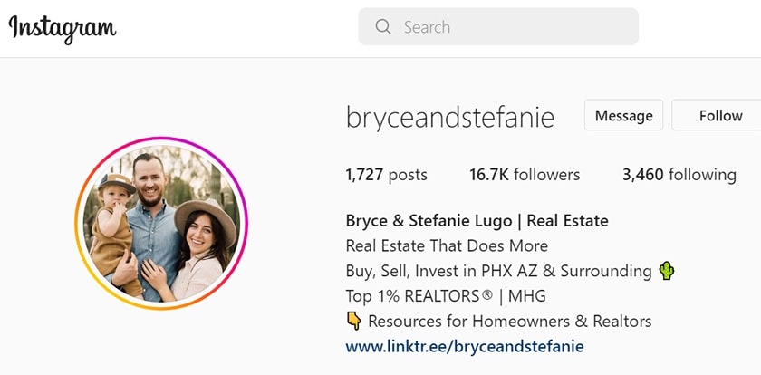 efanie Lugo Instagram example of real estate agent bio