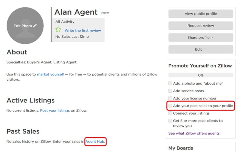 Zillow Agent Profile promote yourself settings