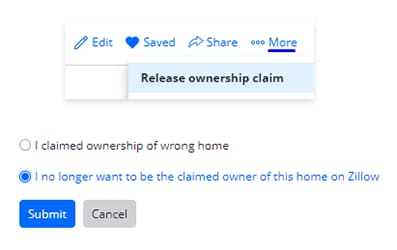 Zillow option for unclaiming a listing 2 copy
