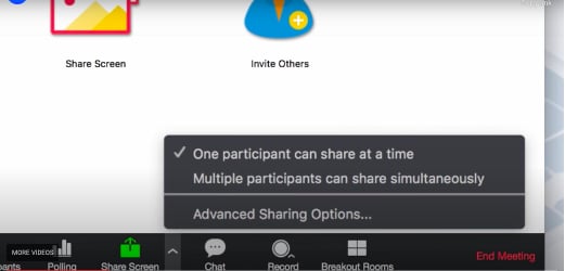 Zoom share screens simultaneously during a meeting.