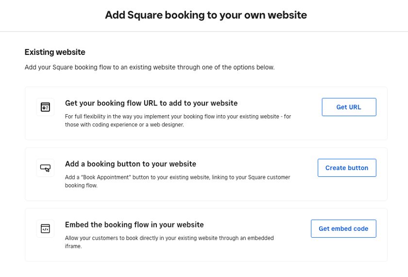 Adding Square booking to your own website.