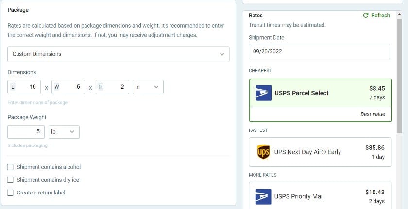 Shippo straightforward label generator gives you the cheapest and fastest shipping options.
