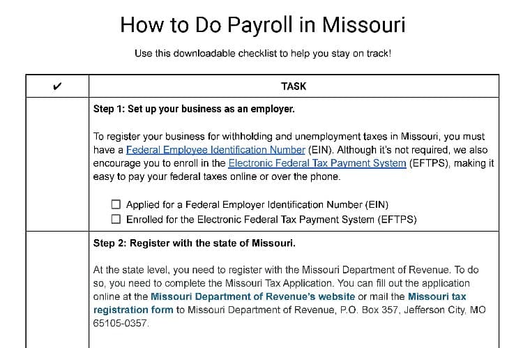 How to do payroll in Missouri.