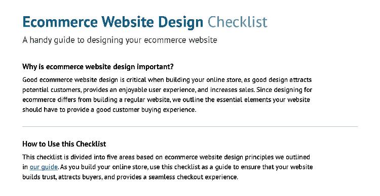 Ecommerce website design checklist.
