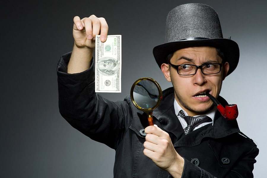 Detecting counterfeit money.