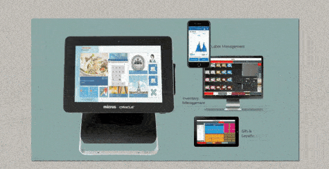 GIF displaying Oracle Simphony POS hardware and features