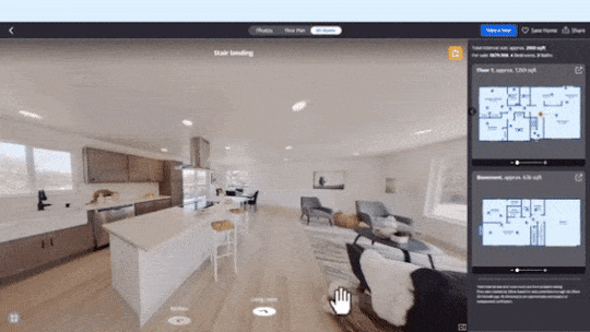 Animated graphic of Zillow 3D Home Tour app