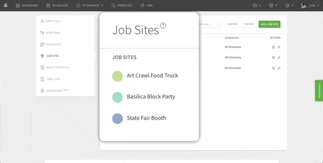 Build schedules fast with When I Work by adding job sites.