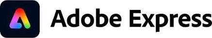 Adobe Express logo that links to Abode Express homepage in new tab