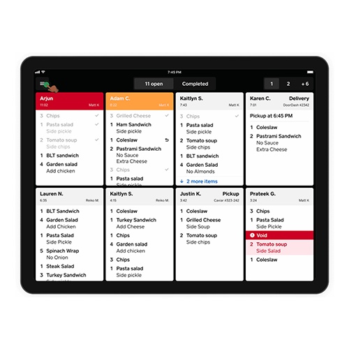iPad displaying the Square for Restaurants Kitchen Display System