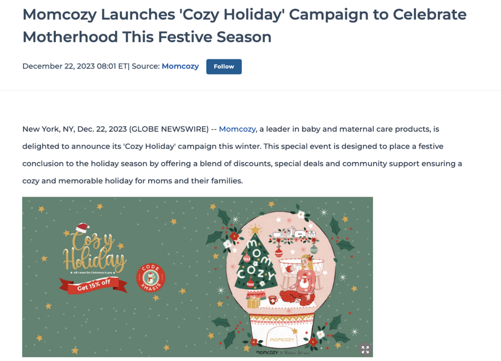Event press release from Momcozy