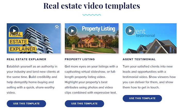 Examples of Animoto real estate video templates