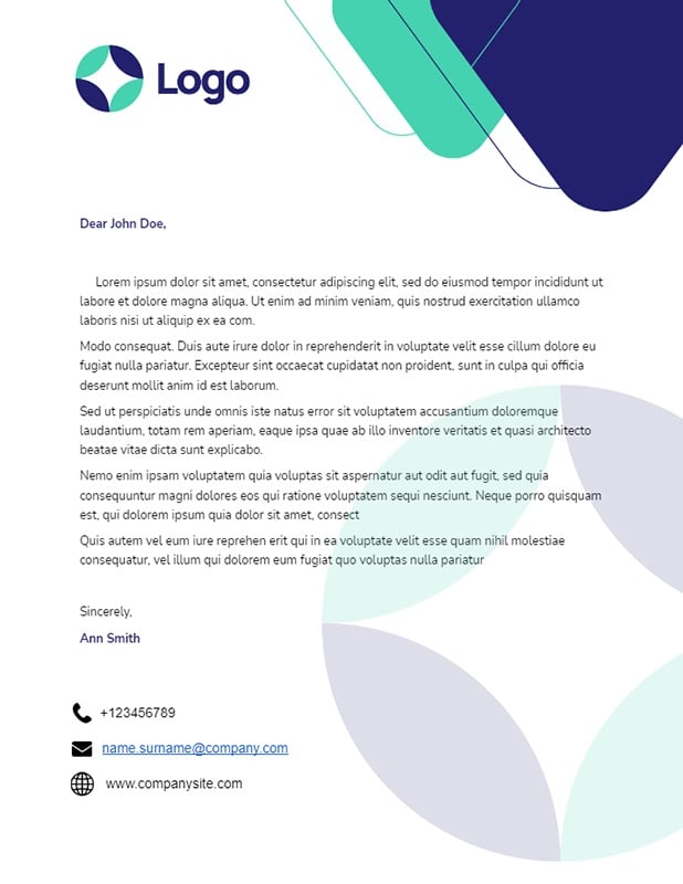 Business letterhead template blue green