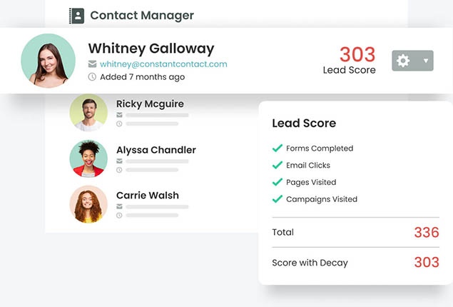 Constant Contact's contact manager system to prioritize leads
