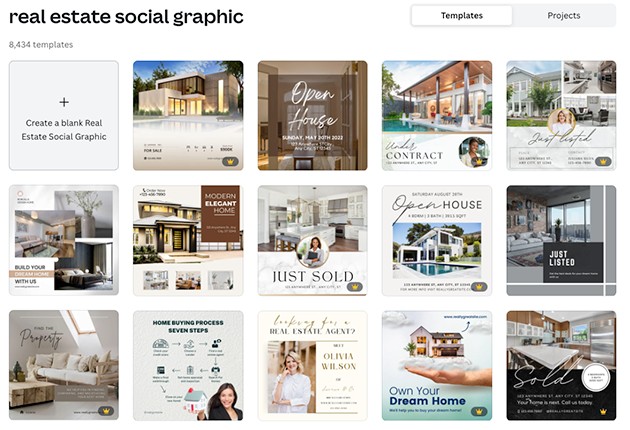 Example of real estate social graphic templates for real estate