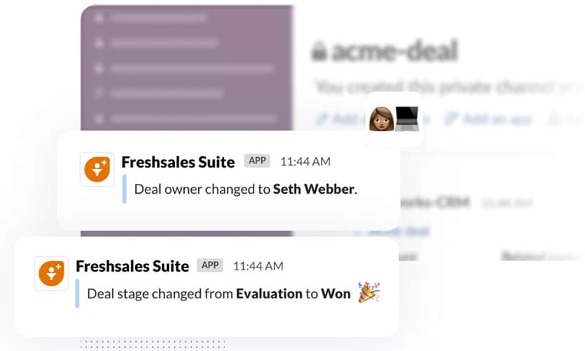 Freshsales collaborates on deals in Slack