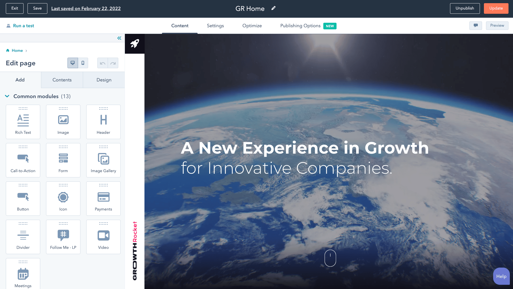 HubSpot website design platform