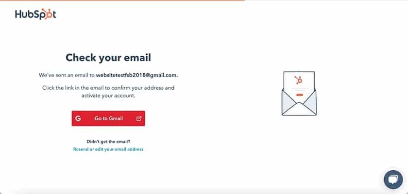 Hubspot confirmation email to activate your account