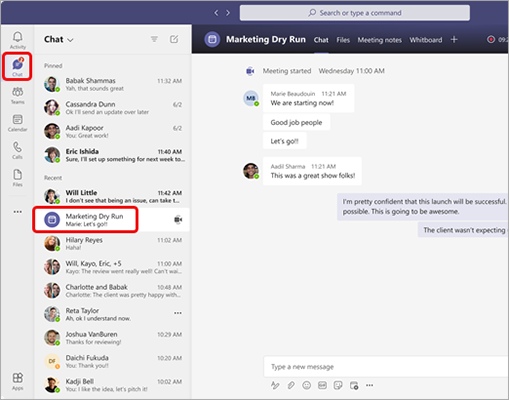 Microsoft Teams chat interface