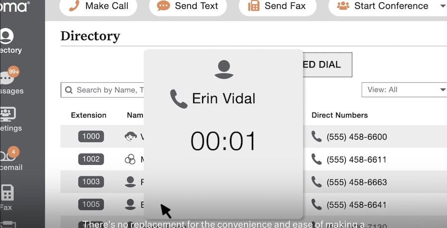 A short demo on how to make a call on Ooma's desktop app.