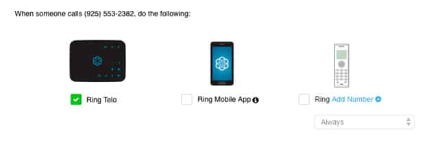 An image showing how devices are configured using the multi-ring feature in Ooma Office.