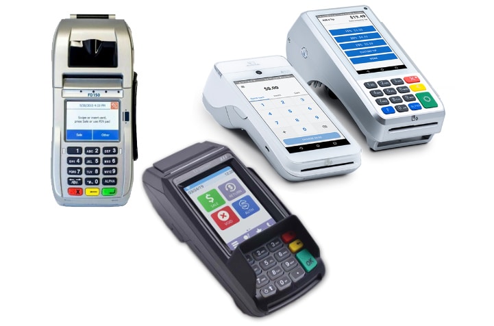 First Data FD 150, Dejavoo Z11, and SwipeSimple standard terminals, which can be used with Payment Depot.