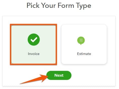 Picking the invoices as the type of form to import.