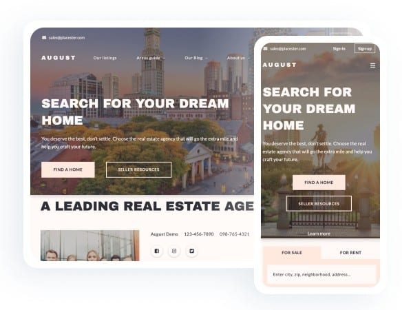 Sample Placester real estate websites.