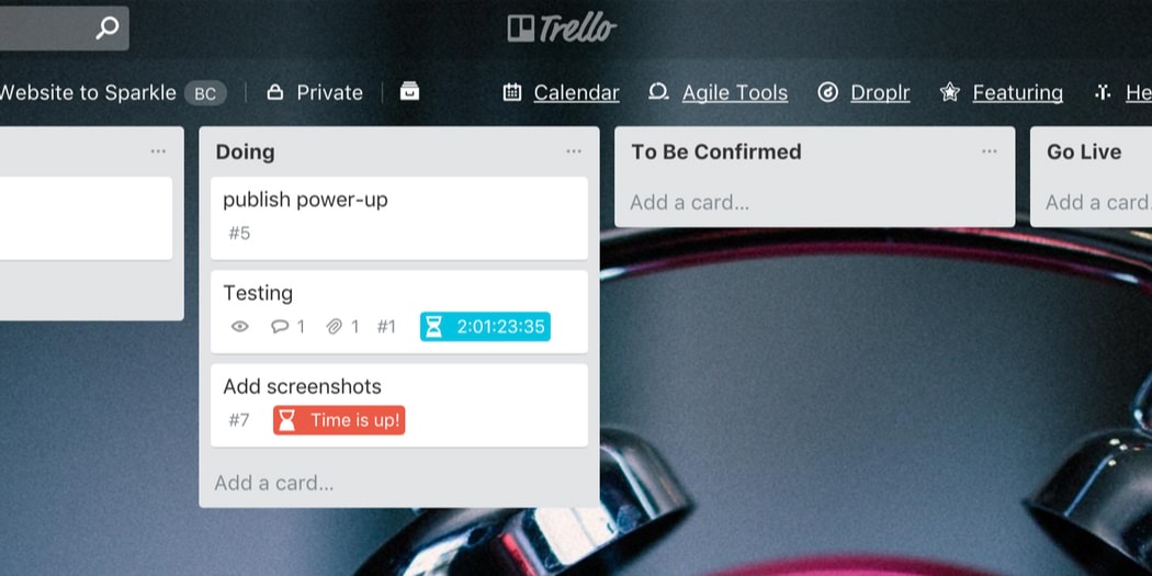 Example of Countdown Power Up feature in Trello.