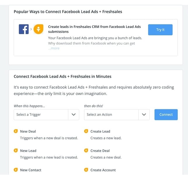 Popular ways to connect Facebook lead ads to Freshsales