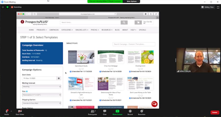 Screenshot of a ProspectsPLUS! live training classroom through Zoom.