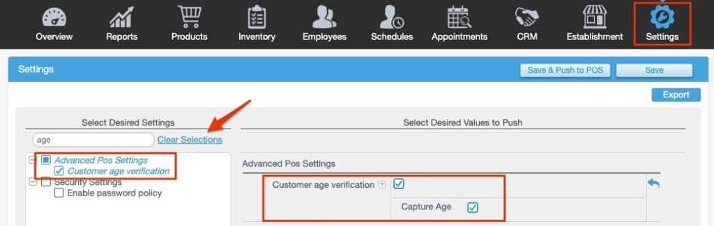 Revel Advance POS settings.