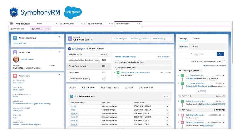 Viewing account record with next best action insights in Salesforce.
