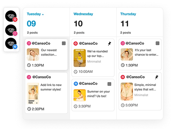 Example of theTailwind Smart Scheduler for scheduling social media posts